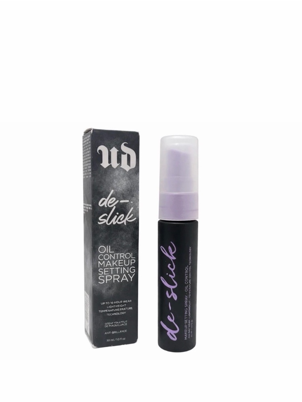 Urban Decay De-Slick Makeup Setting Spray in Lavender and Black
